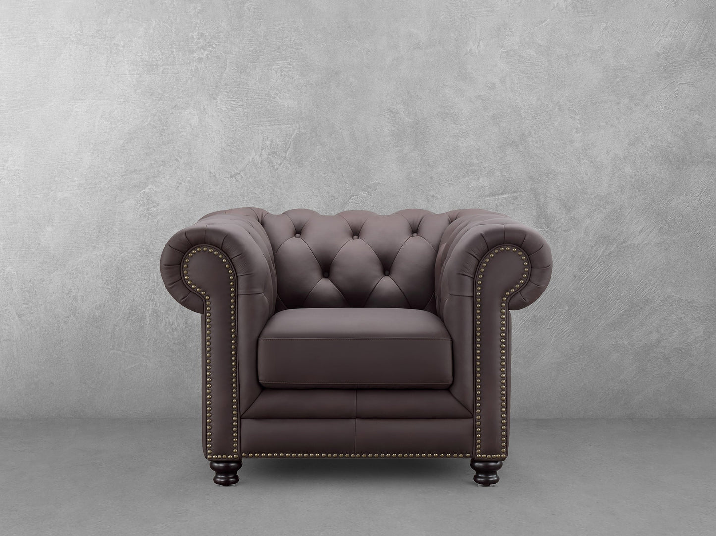 Fauteuil Chesterfield Culver en cuir marron
