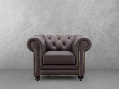 Fauteuil Chesterfield Culver en cuir marron
