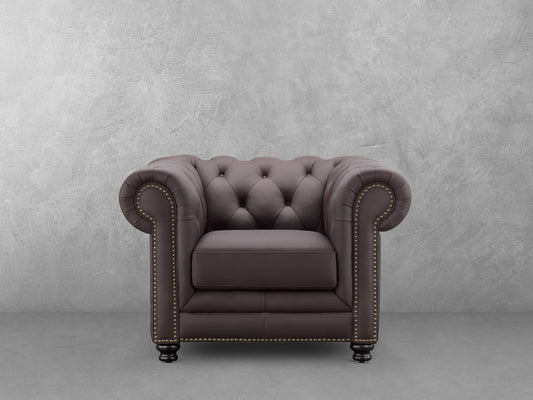 Fauteuil Chesterfield Culver en cuir marron