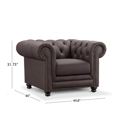 Fauteuil Chesterfield Culver en cuir marron