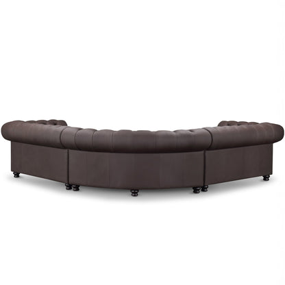 Canapé d'angle Chesterfield en cuir Culver 3 pièces, marron