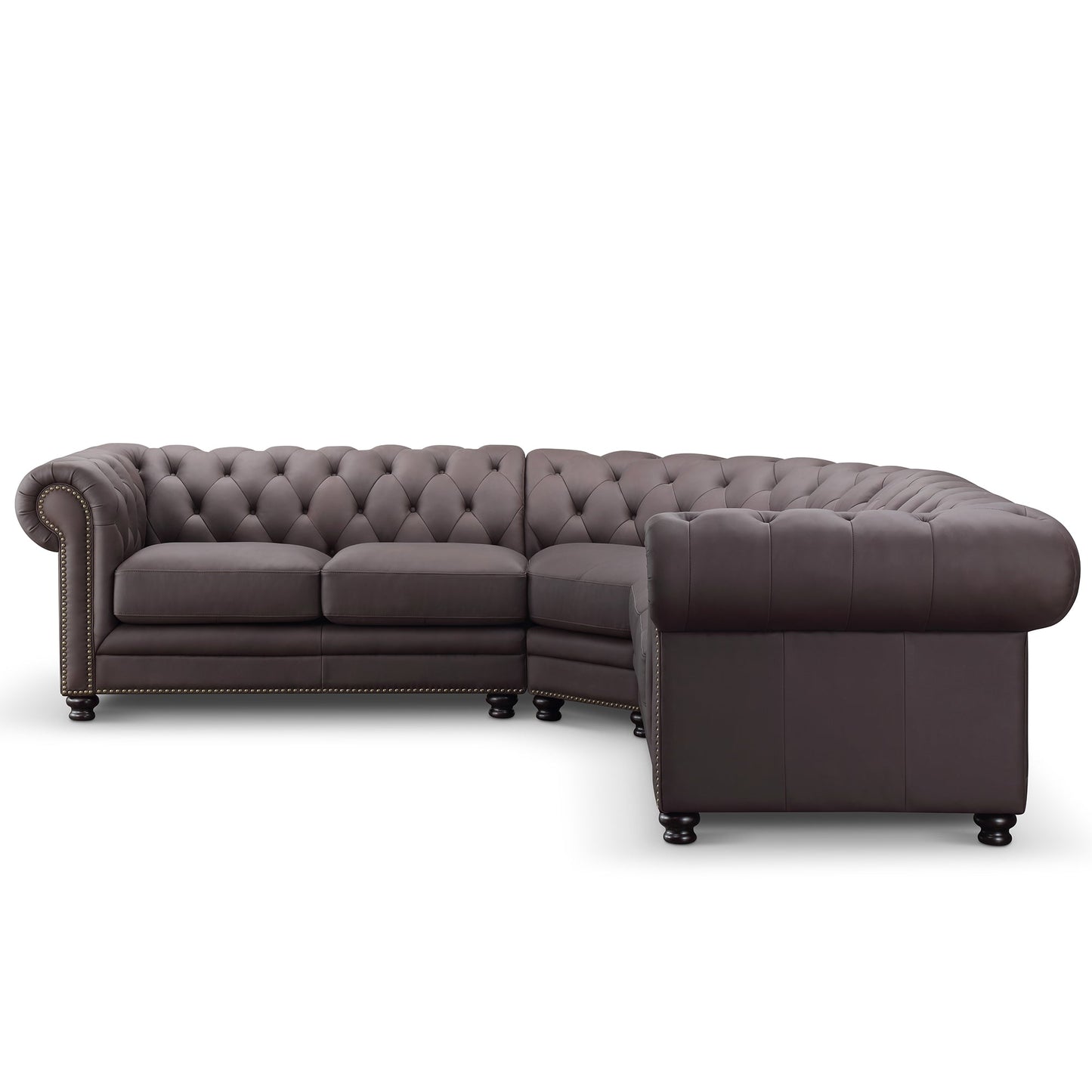 Canapé d'angle Chesterfield en cuir Culver 3 pièces, marron