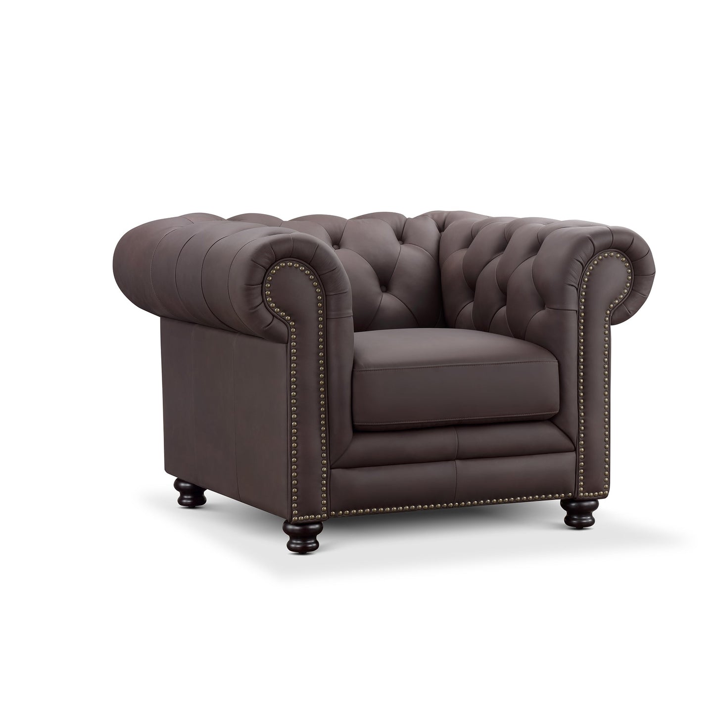 Fauteuil Chesterfield Culver en cuir marron