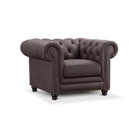 Fauteuil Chesterfield Culver en cuir marron