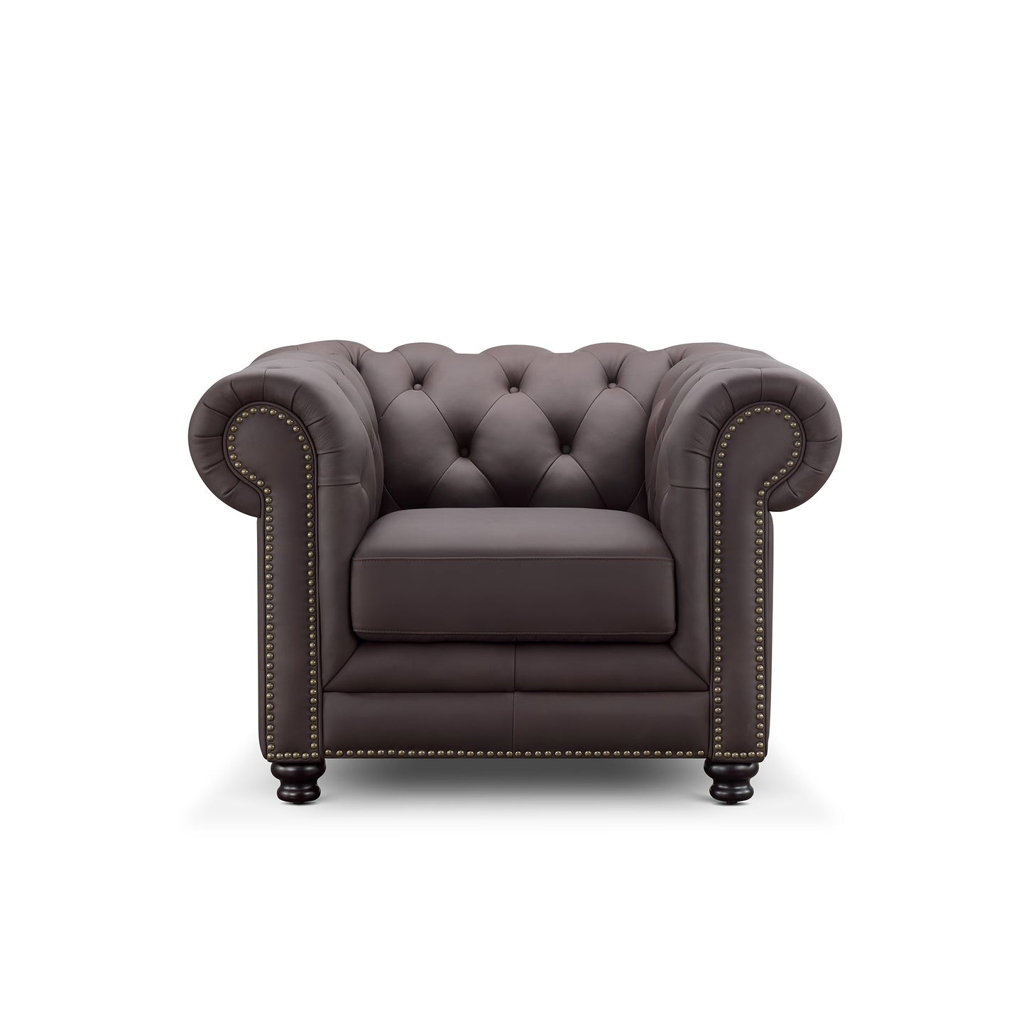Fauteuil Chesterfield Culver en cuir marron