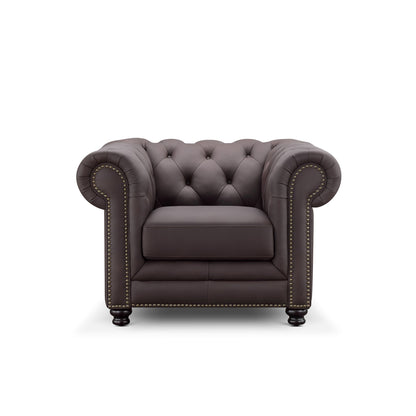 Fauteuil Chesterfield Culver en cuir marron