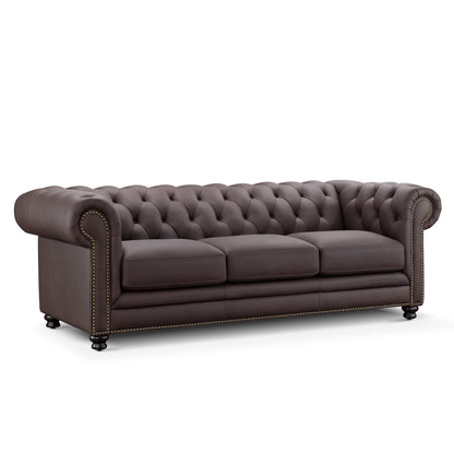 Canapé Chesterfield en cuir Culver, marron