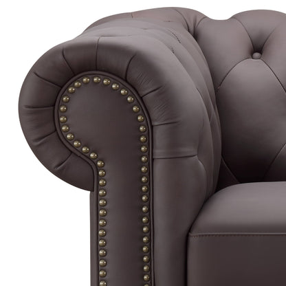 Canapé Chesterfield en cuir Culver, marron