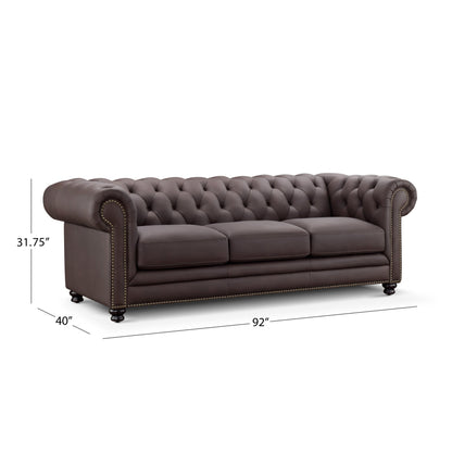 Canapé Chesterfield en cuir Culver, marron