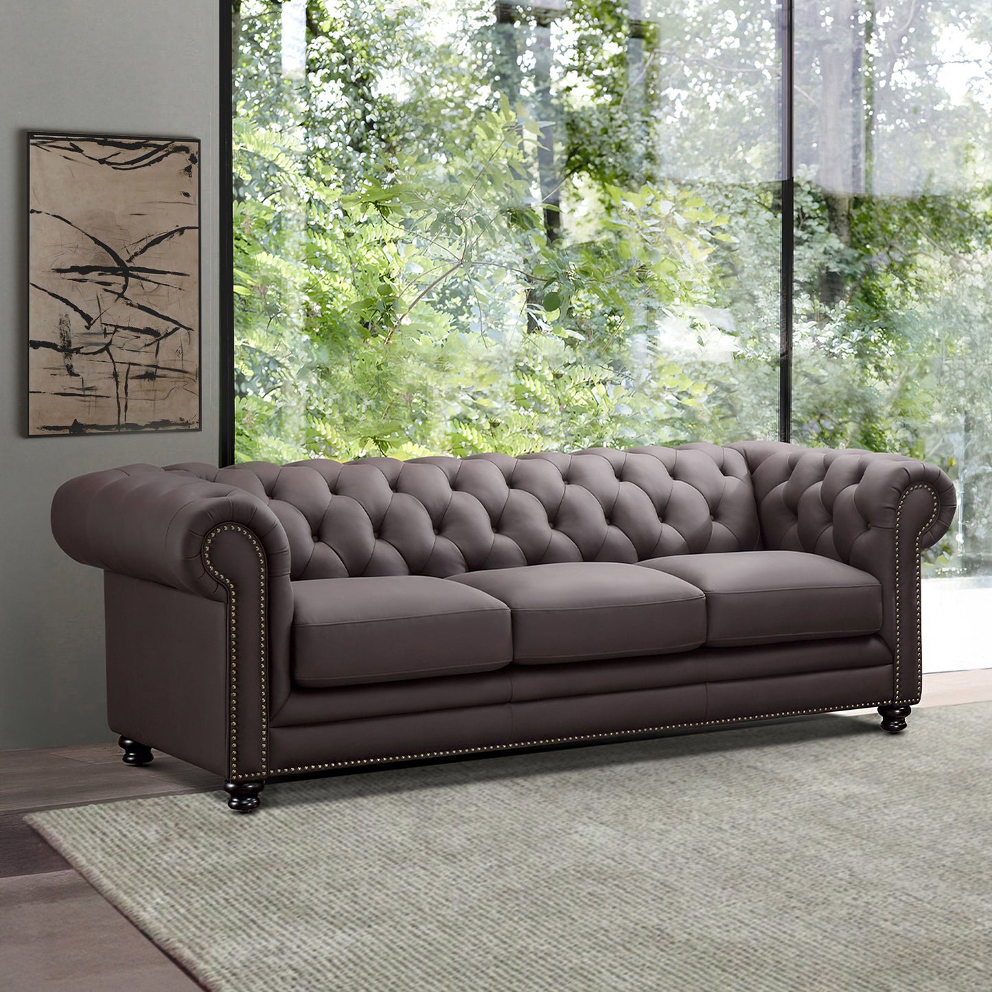 Canapé Chesterfield en cuir Culver, marron