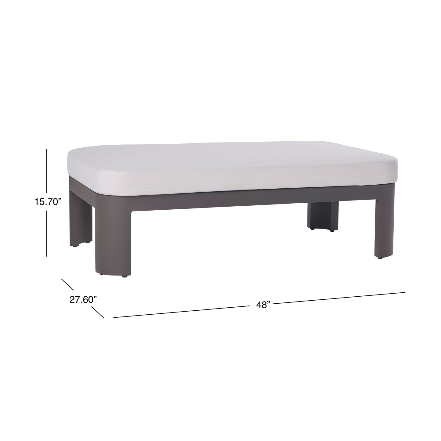 Table basse d'extérieur Sedona, Sunbrella Cast Pumice et aluminium bronze