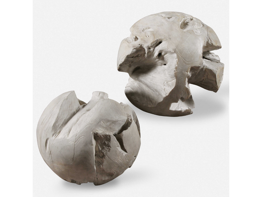 Boules de teck Ezra d'Abbyson Home, lot de 2