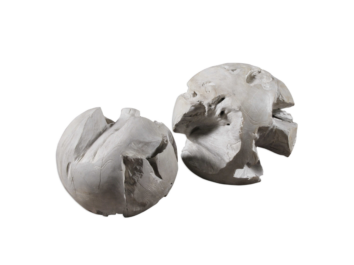 Boules de teck Ezra d'Abbyson Home, lot de 2