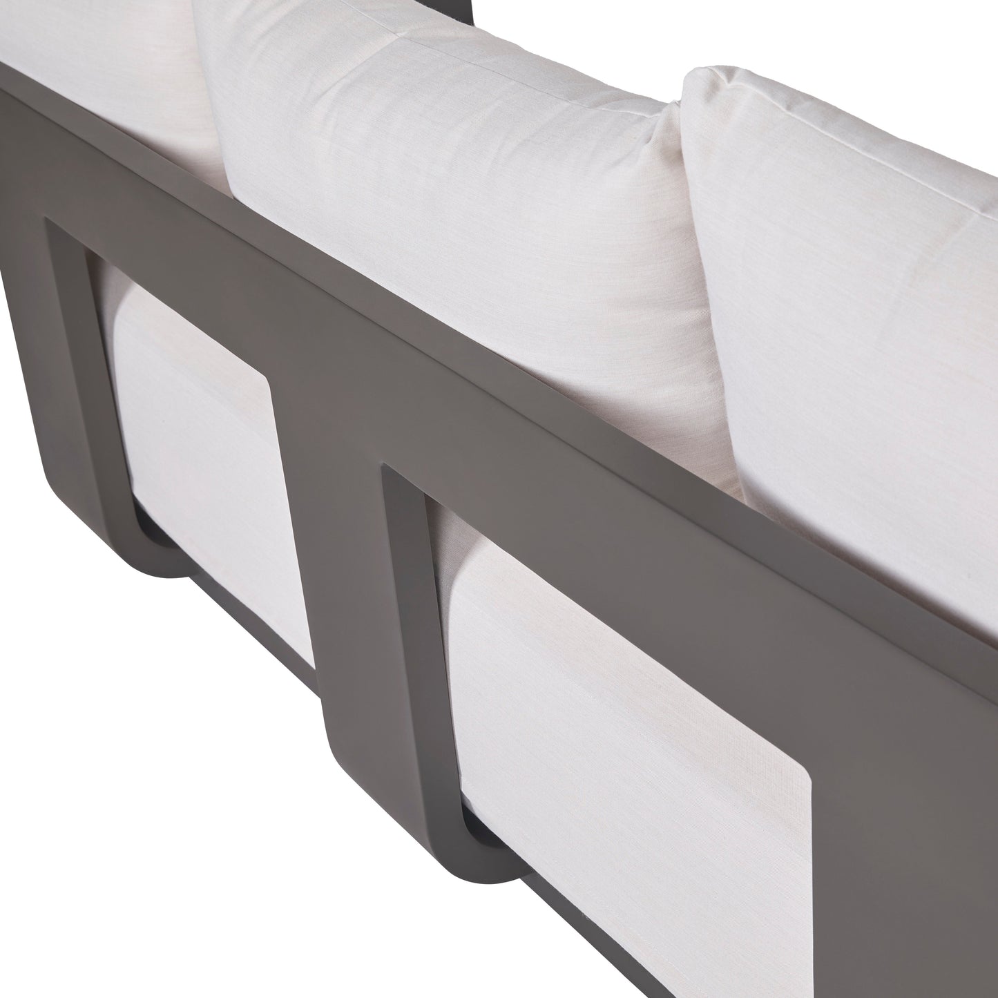 Canapé d'extérieur Sedona, revêtement Sunbrella Cast Pumice et aluminium bronze