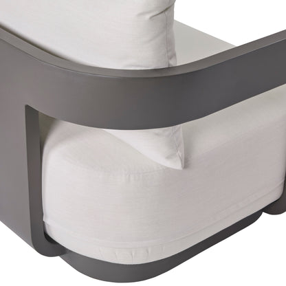 Canapé d'extérieur Sedona, revêtement Sunbrella Cast Pumice et aluminium bronze