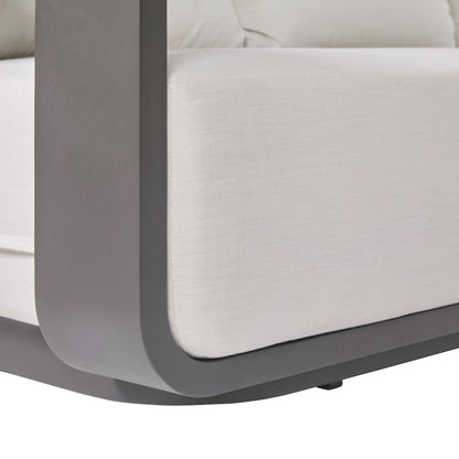 Canapé d'extérieur Sedona, revêtement Sunbrella Cast Pumice et aluminium bronze