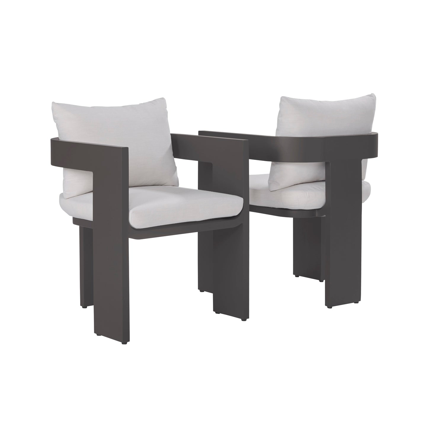 Ensemble de 2 chaises de jardin Sedona, revêtement Sunbrella Cast Pumice et aluminium bronze