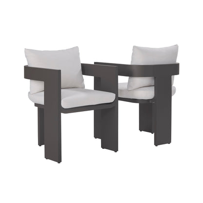 Ensemble de 2 chaises de jardin Sedona, revêtement Sunbrella Cast Pumice et aluminium bronze