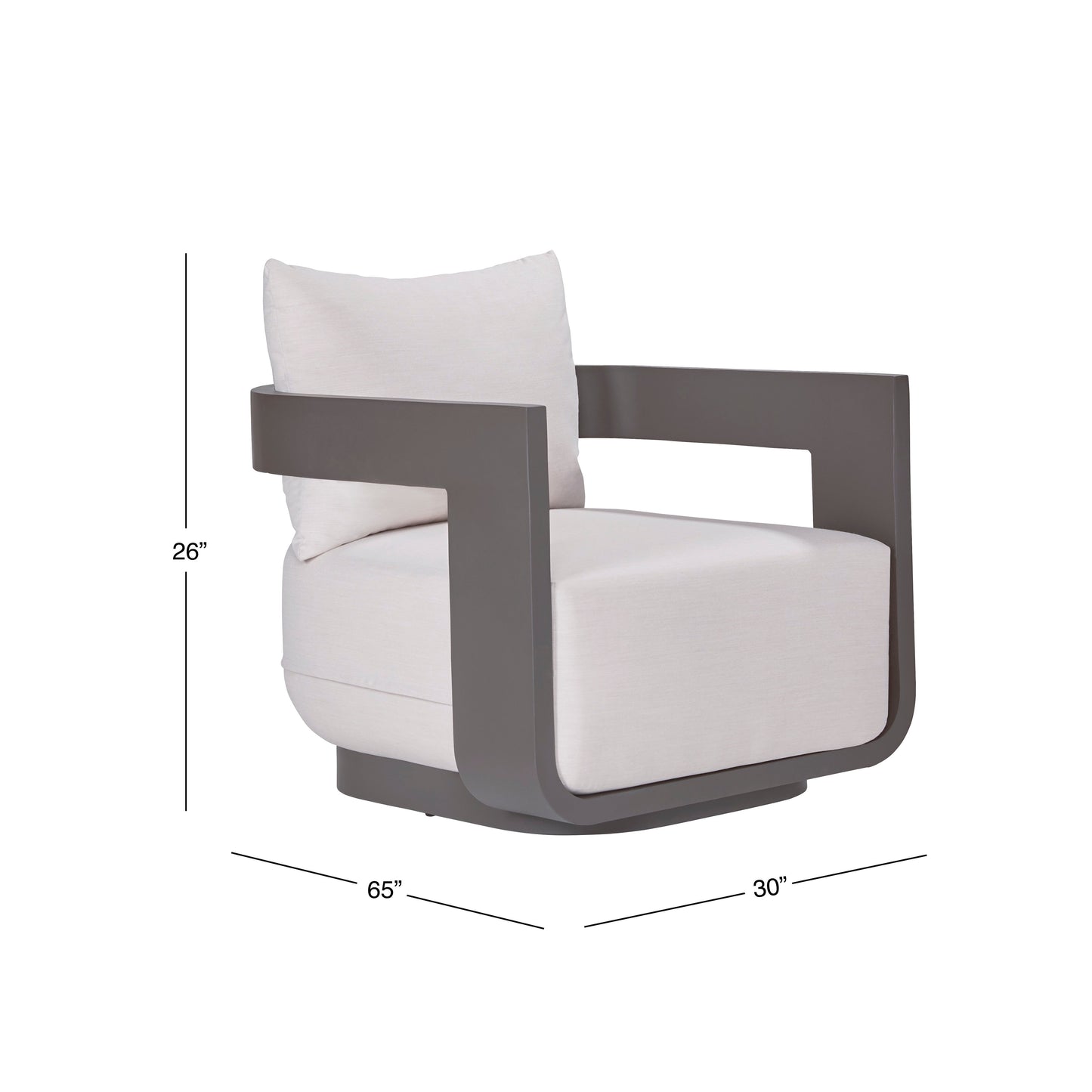 Fauteuil pivotant d'extérieur Sedona, revêtement Sunbrella Cast Pumice et aluminium bronze