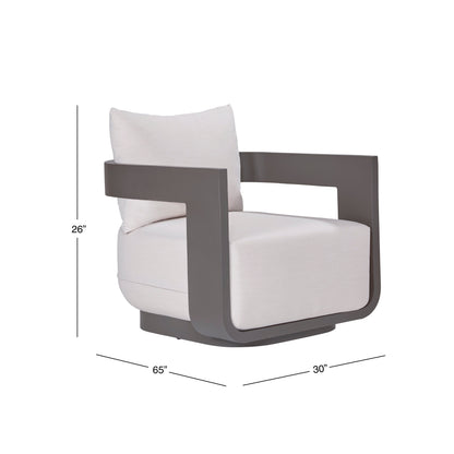 Fauteuil pivotant d'extérieur Sedona, revêtement Sunbrella Cast Pumice et aluminium bronze