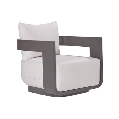 Fauteuil pivotant d'extérieur Sedona, revêtement Sunbrella Cast Pumice et aluminium bronze