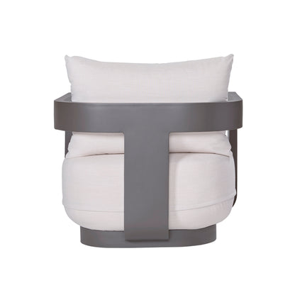 Fauteuil pivotant d'extérieur Sedona, revêtement Sunbrella Cast Pumice et aluminium bronze