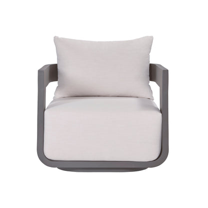 Fauteuil pivotant d'extérieur Sedona, revêtement Sunbrella Cast Pumice et aluminium bronze