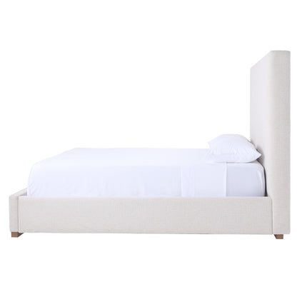 Lit à panneaux tissés texturés JoJo Fletcher Luciano, format Queen, couleur crème