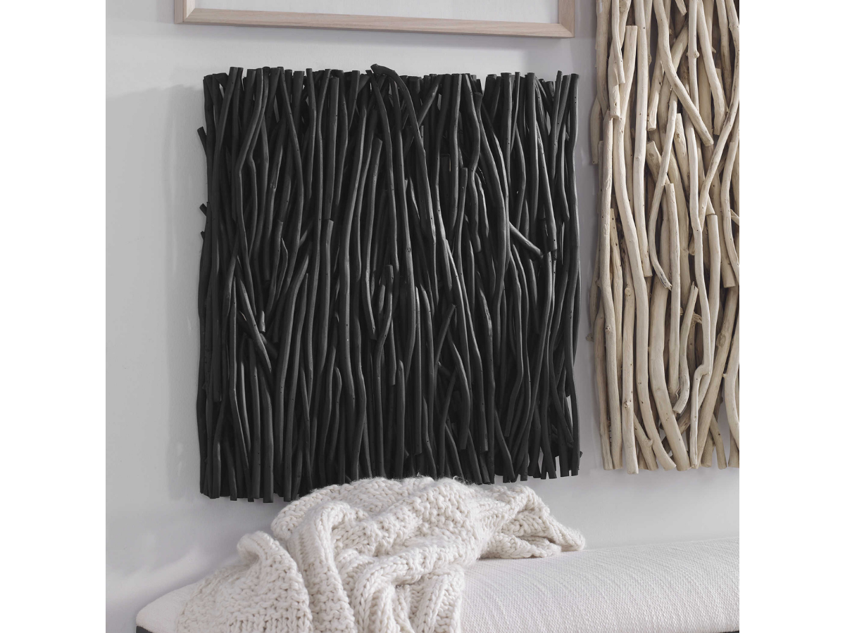 Décoration murale carrée en bois noir Genesis d'Abbyson Home