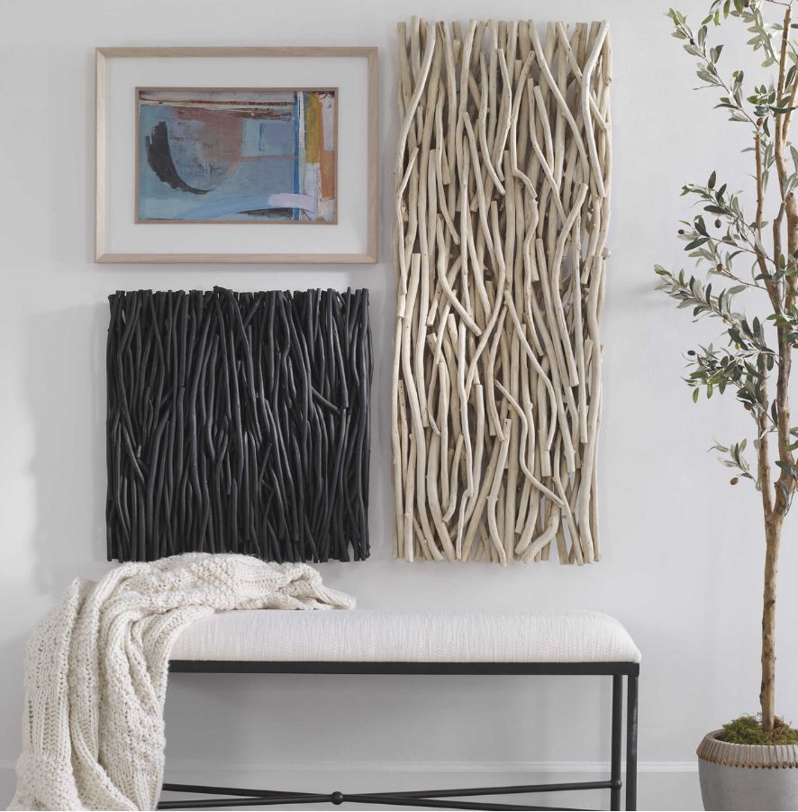 Décoration murale carrée en bois noir Genesis d'Abbyson Home