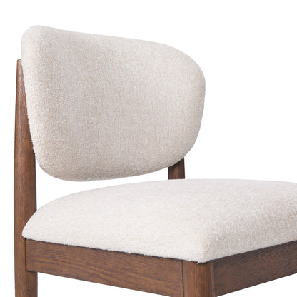 Chaise de salle à manger JoJo Fletcher Sawyer en chêne et tissu d'herbe, marron