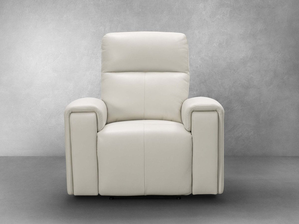 Fauteuil inclinable électrique en cuir Keegan - Ivoire