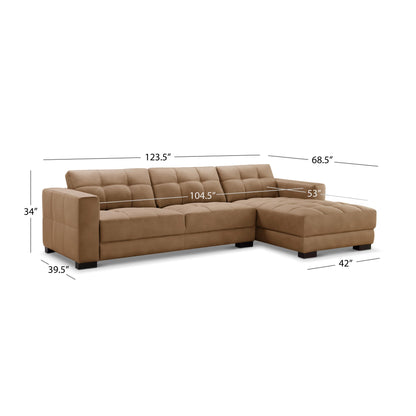 Canapé d'angle Klyden en cuir, marron selle