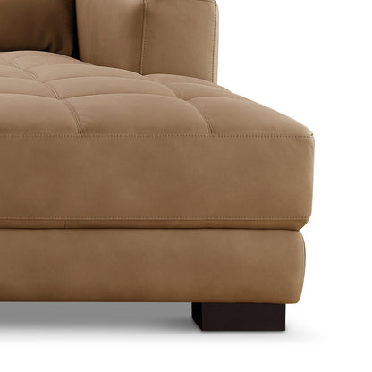 Canapé d'angle Klyden en cuir, marron selle