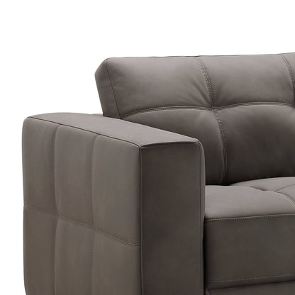 Canapé d'angle Klyden en cuir pleine fleur, gris