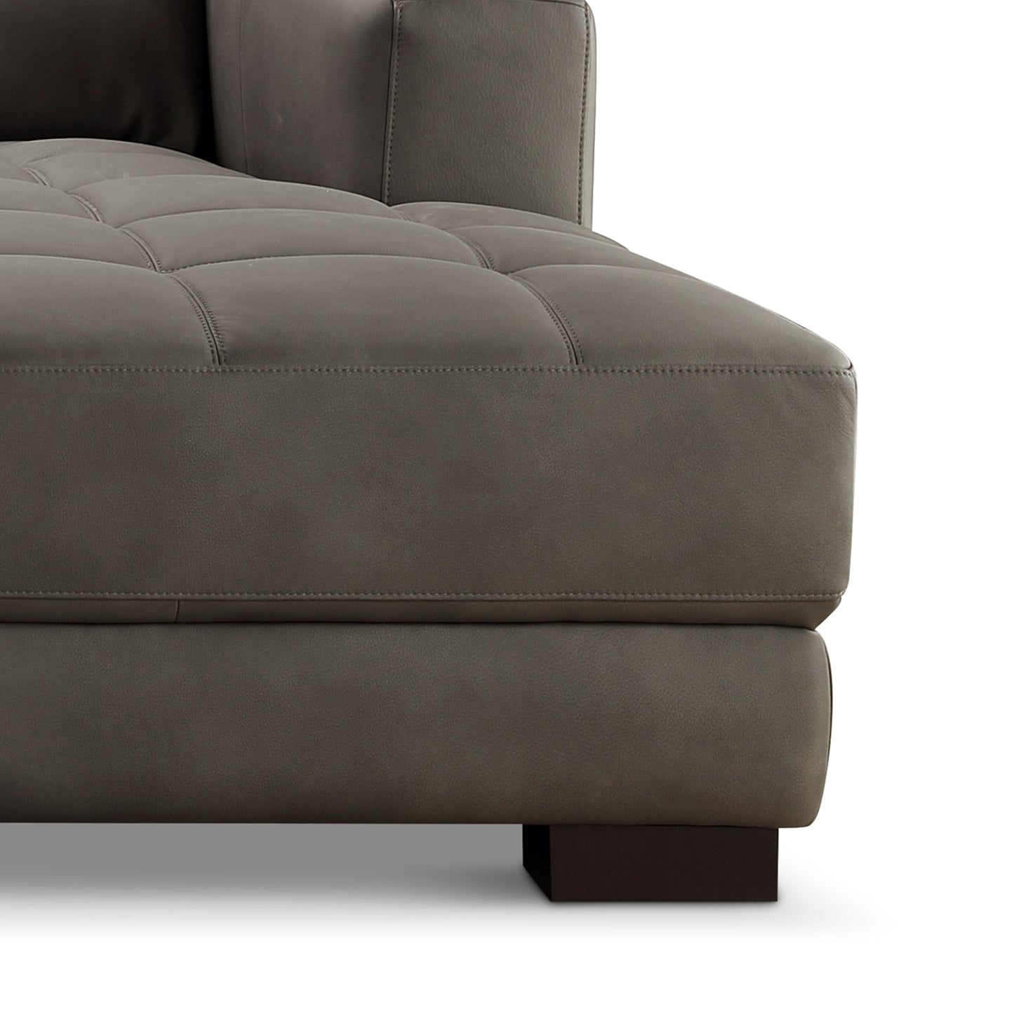 Canapé d'angle Klyden en cuir pleine fleur, gris