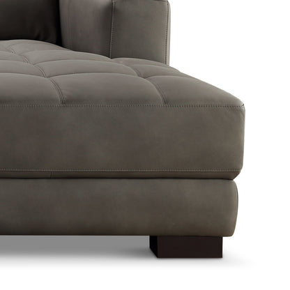 Canapé d'angle Klyden en cuir pleine fleur, gris