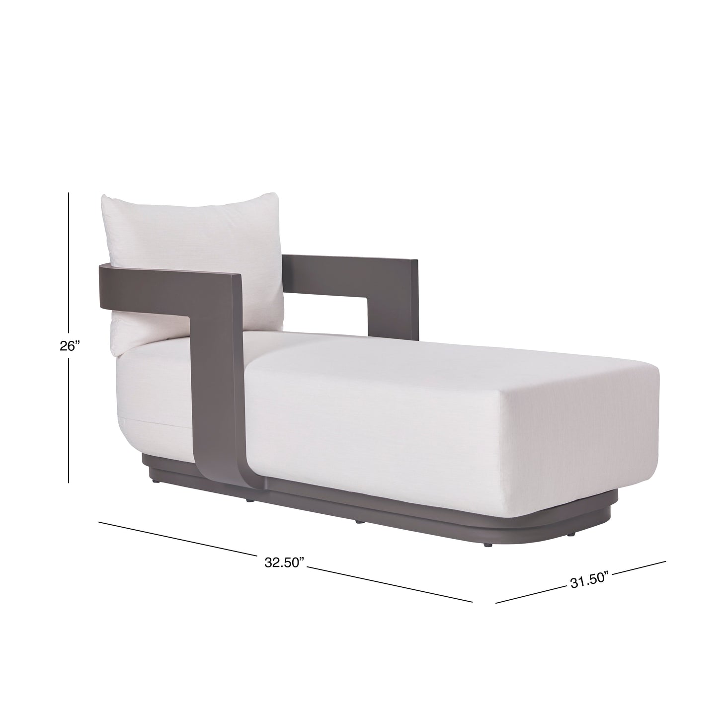 Chaise longue d'extérieur Sedona, revêtement Sunbrella Cast Pumice et aluminium bronze