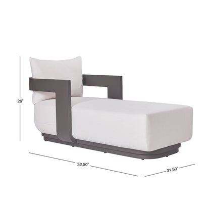 Chaise longue d'extérieur Sedona, revêtement Sunbrella Cast Pumice et aluminium bronze