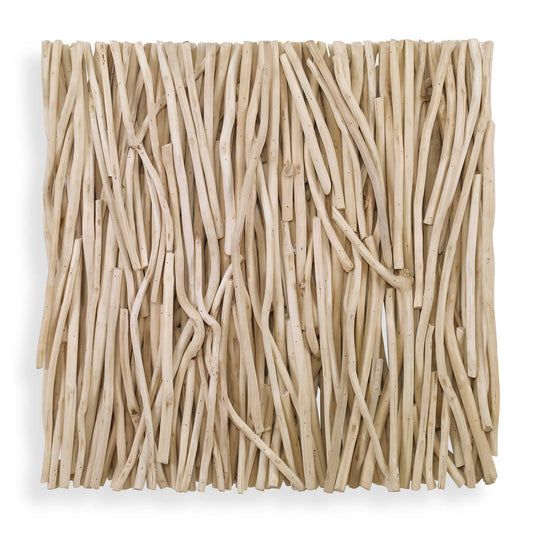 Décoration murale carrée en bois blanchi et teck ramassé d'Abbyson Home