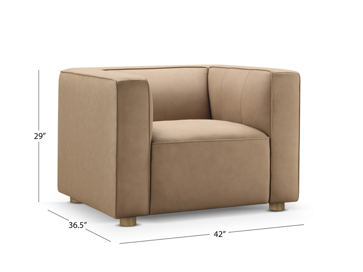 Fauteuil en cuir nubuck Matteo de JoJo Fletcher - Saddle