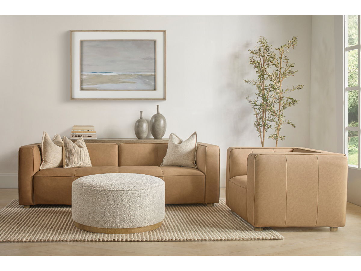 Fauteuil en cuir nubuck Matteo de JoJo Fletcher - Saddle