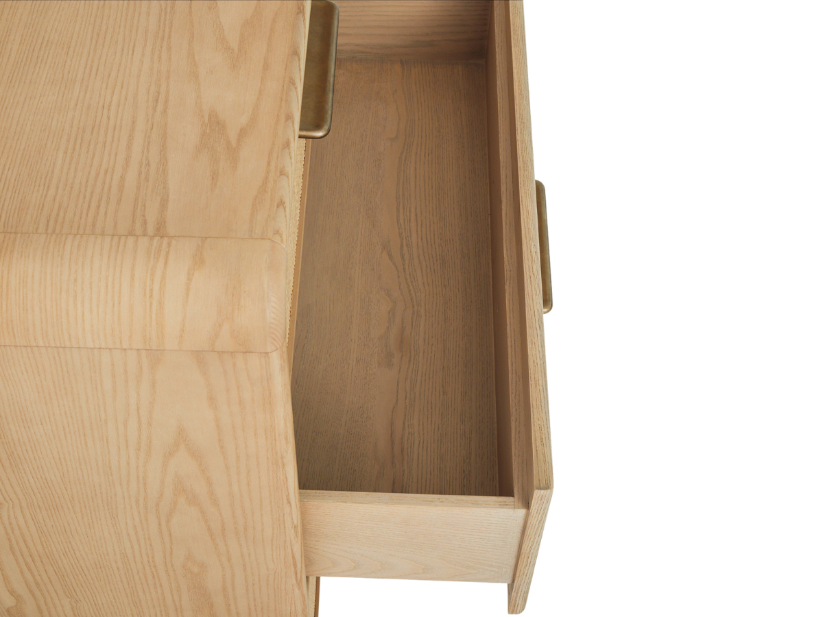 Commode Pauline à 6 tiroirs en chêne et rotin naturel JoJo Fletcher - Blonde