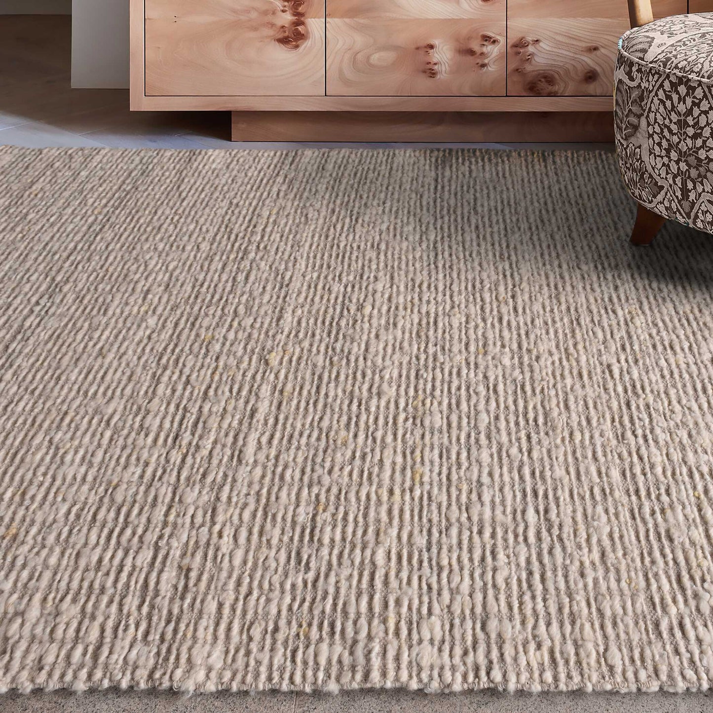 Tapis d'intérieur Abbyson Home Lovelle Ivory en laine douce 244 x 305 cm