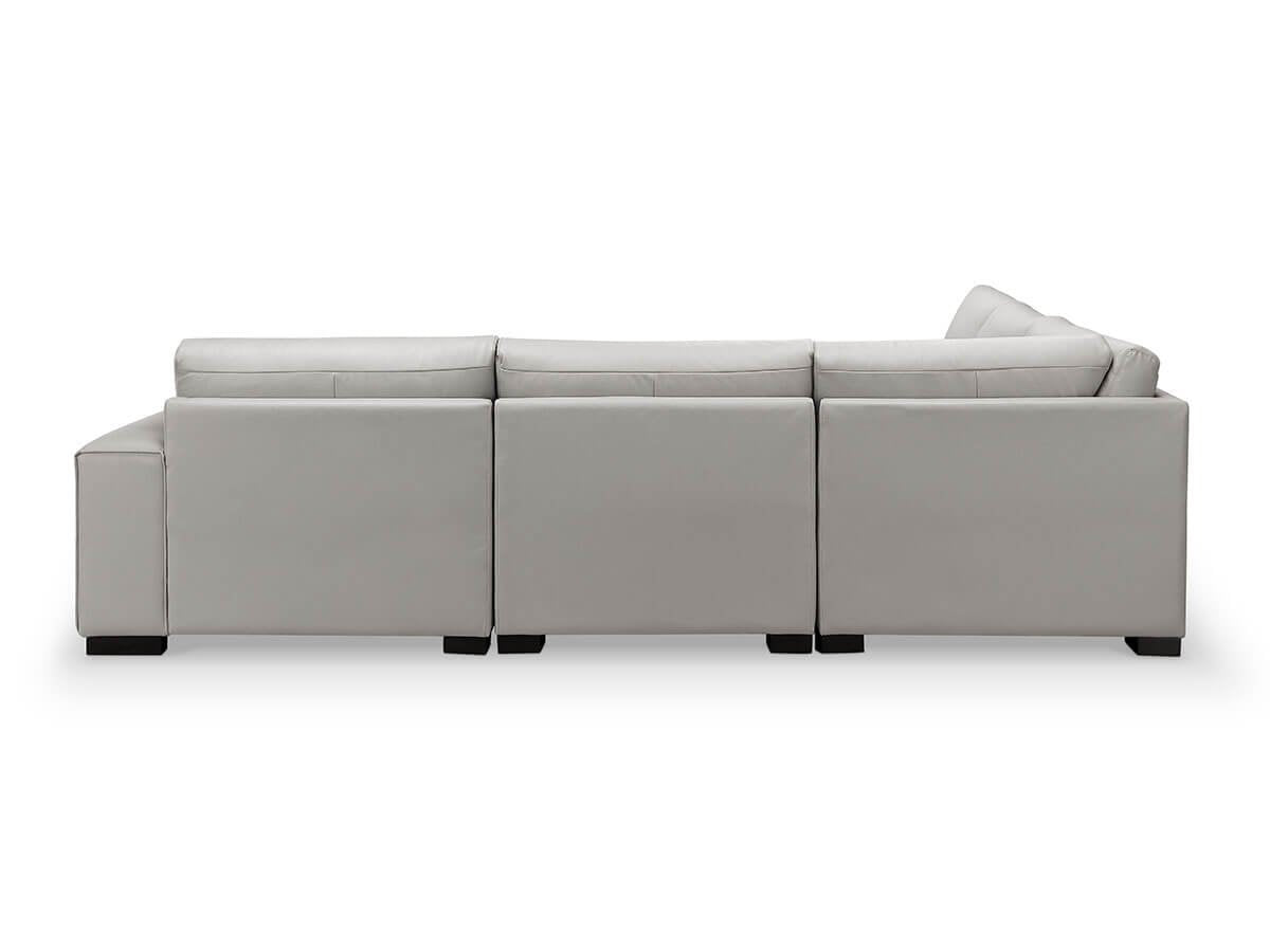Canapé d'angle modulaire en cuir Teagan 6 pièces - Gris