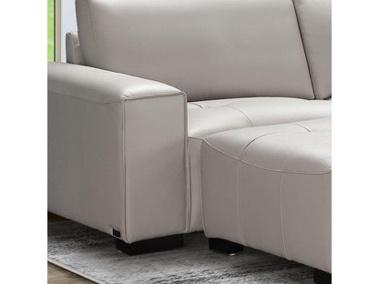 Canapé d'angle modulaire en cuir Teagan 6 pièces - Gris