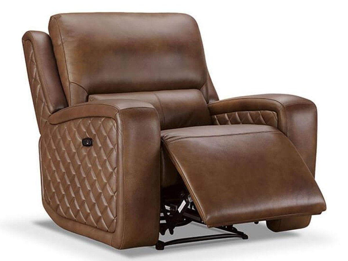 Fauteuil inclinable électrique en cuir Raymond - Camel