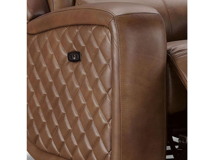 Fauteuil inclinable électrique en cuir Raymond - Camel