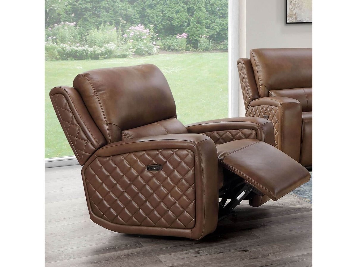 Fauteuil inclinable électrique en cuir Raymond - Camel
