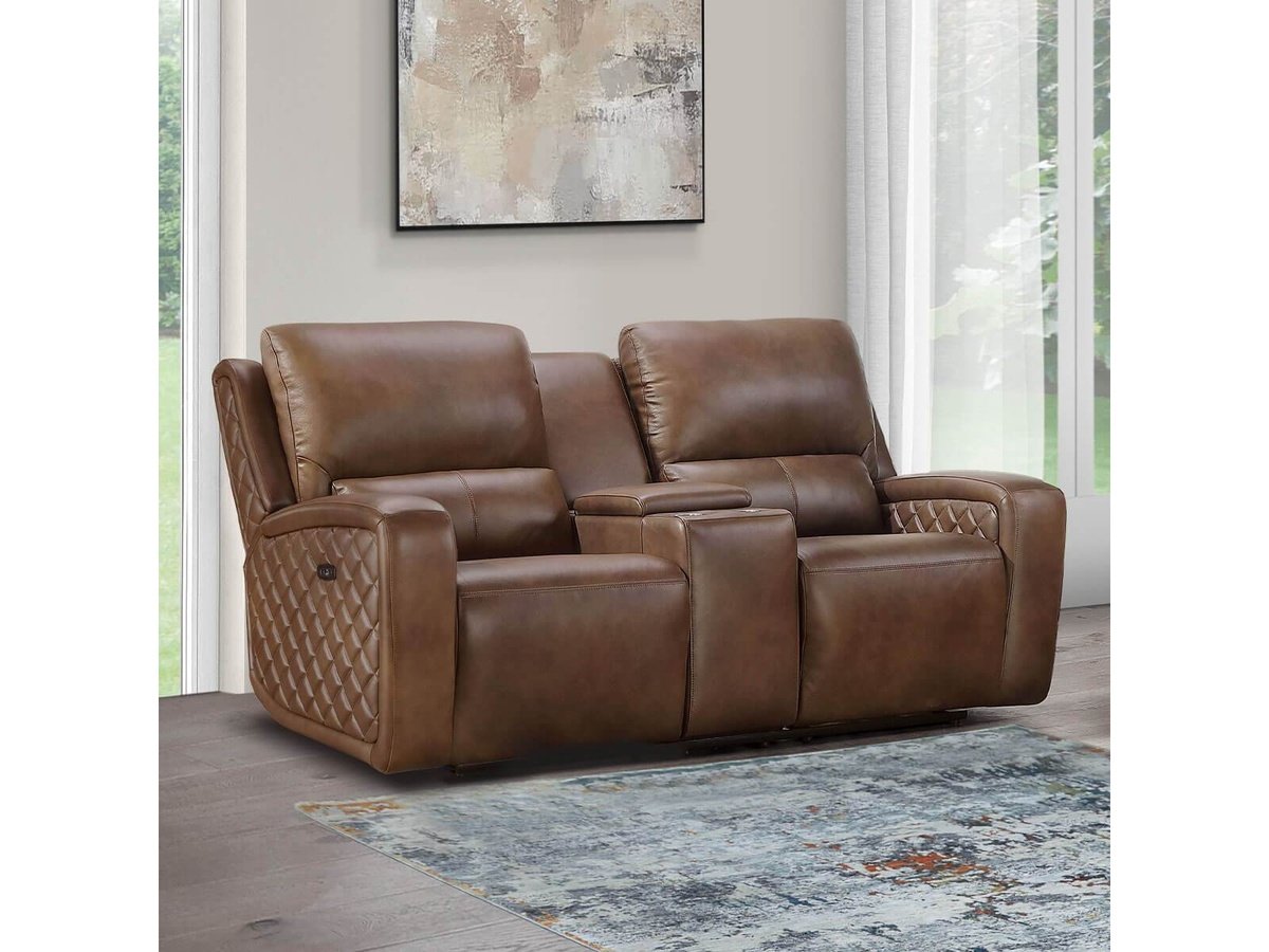 Canapé inclinable électrique Raymond en cuir - Camel